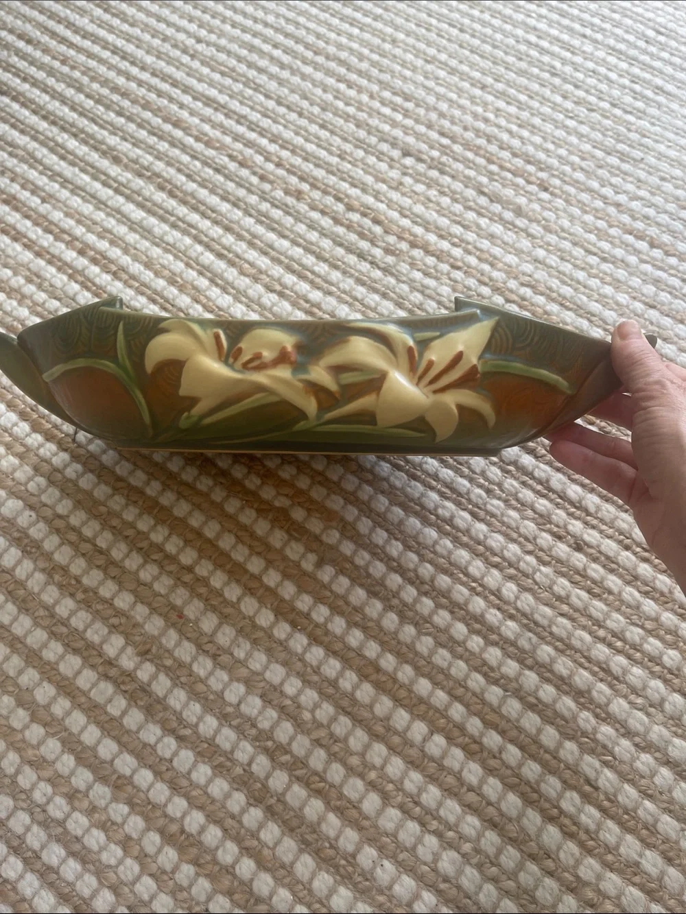 Roseville Pottery Console Bowl Zephyr Lily